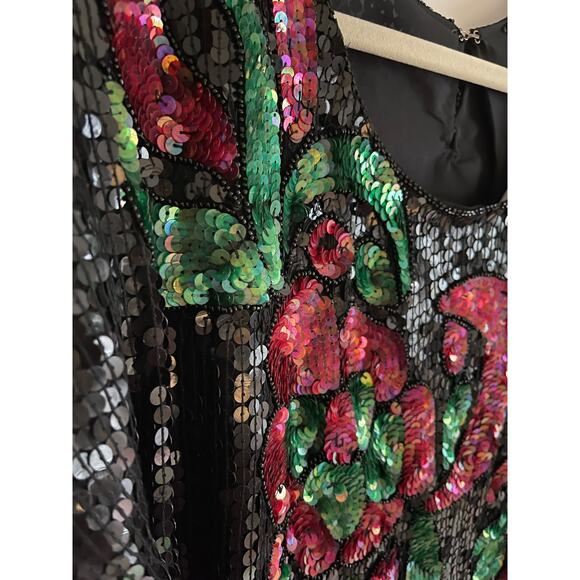 NWT Vintage 80s Exotica Silk Black Red Sequin Blouse Size 1X - Picture 6 of 15